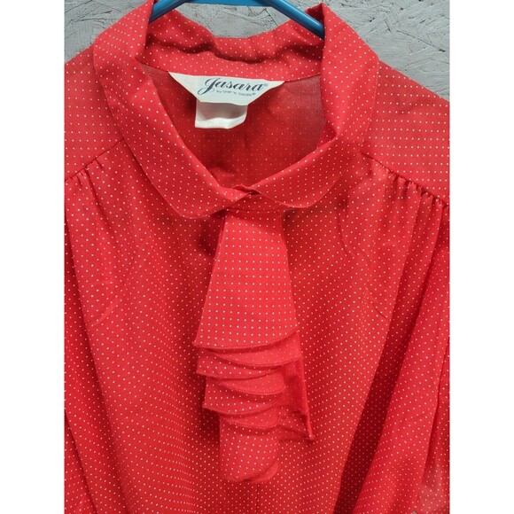 Vintage Jasara Size 22W RED‎ Poke A Dot Short Sleeve Blouse Button - Picture 2 of 6